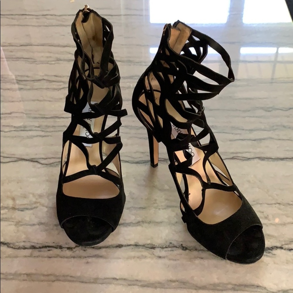 Jimmy Choo Black Velvet Heels Size 38.5